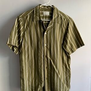 Aime Leon Dore Olive Striped Silk Shirt